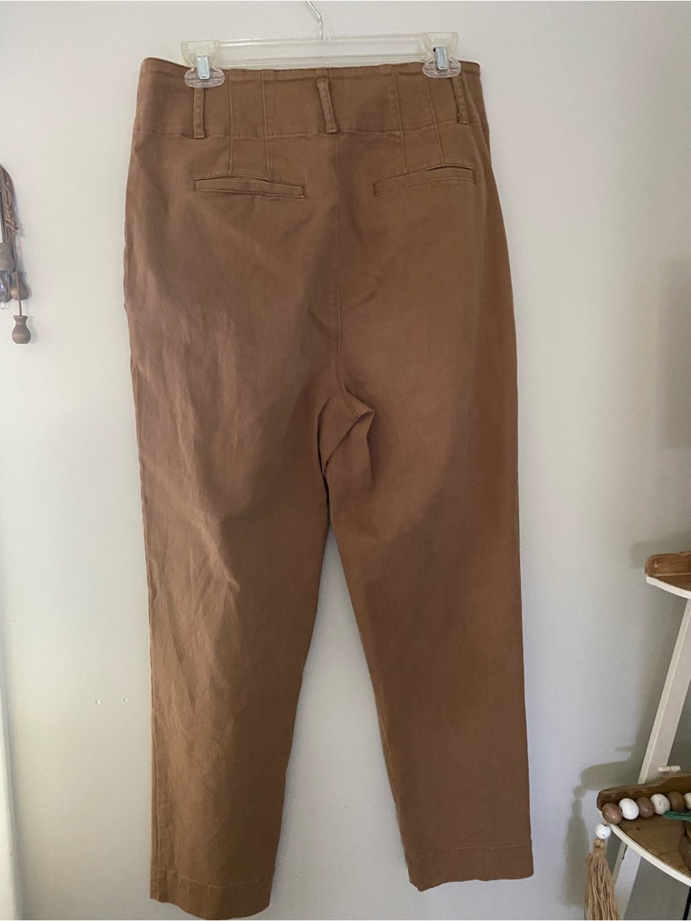 LOFT Women's Brown High-Rise Straight Trousers